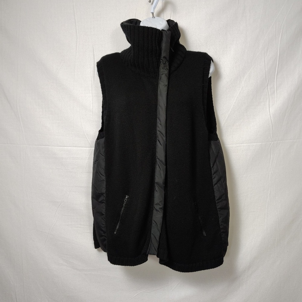Eileen Fisher Black Knit & Quilted Vest (0150)